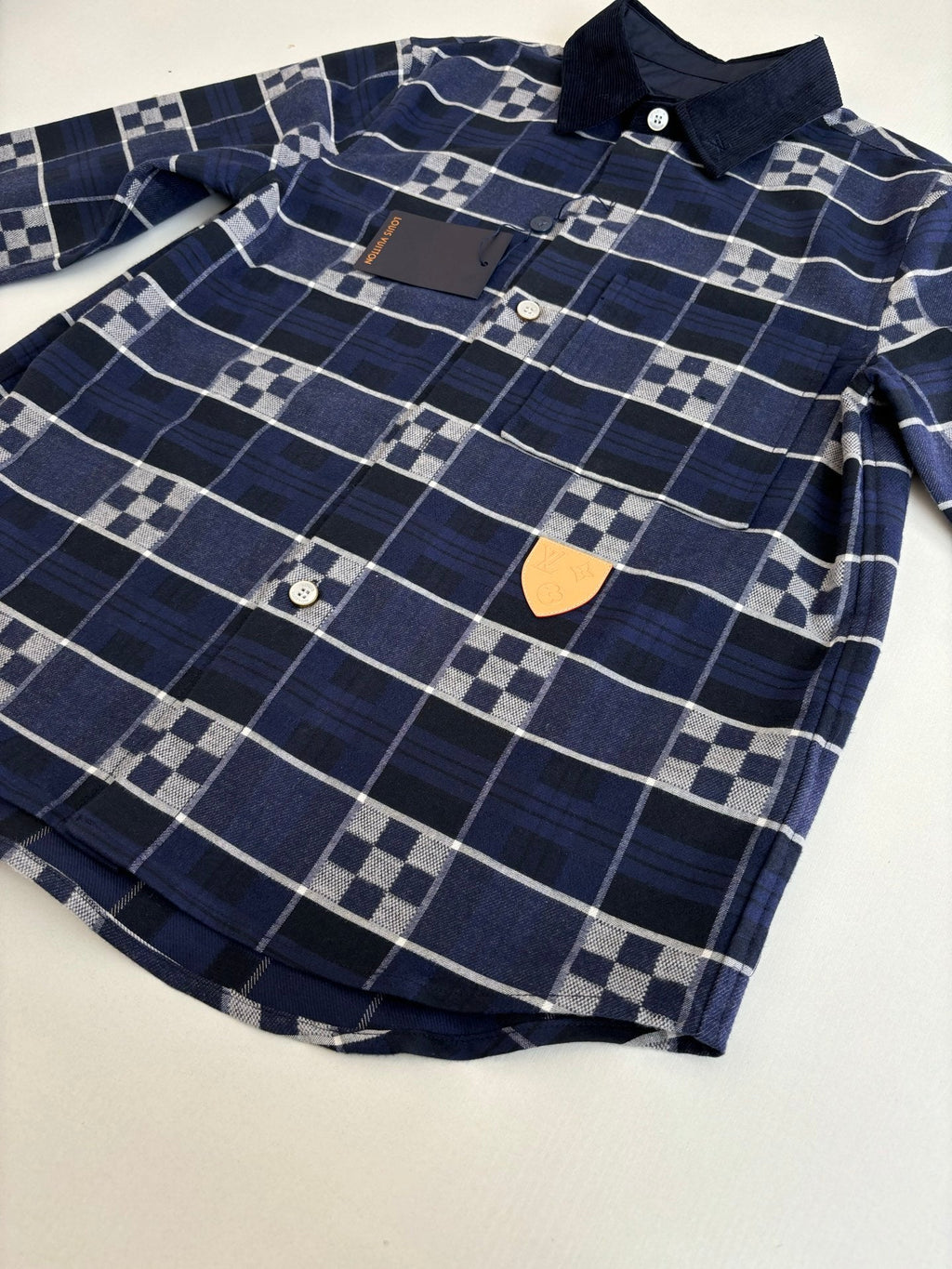 LV  Check Collared Long-sleeved Shirt