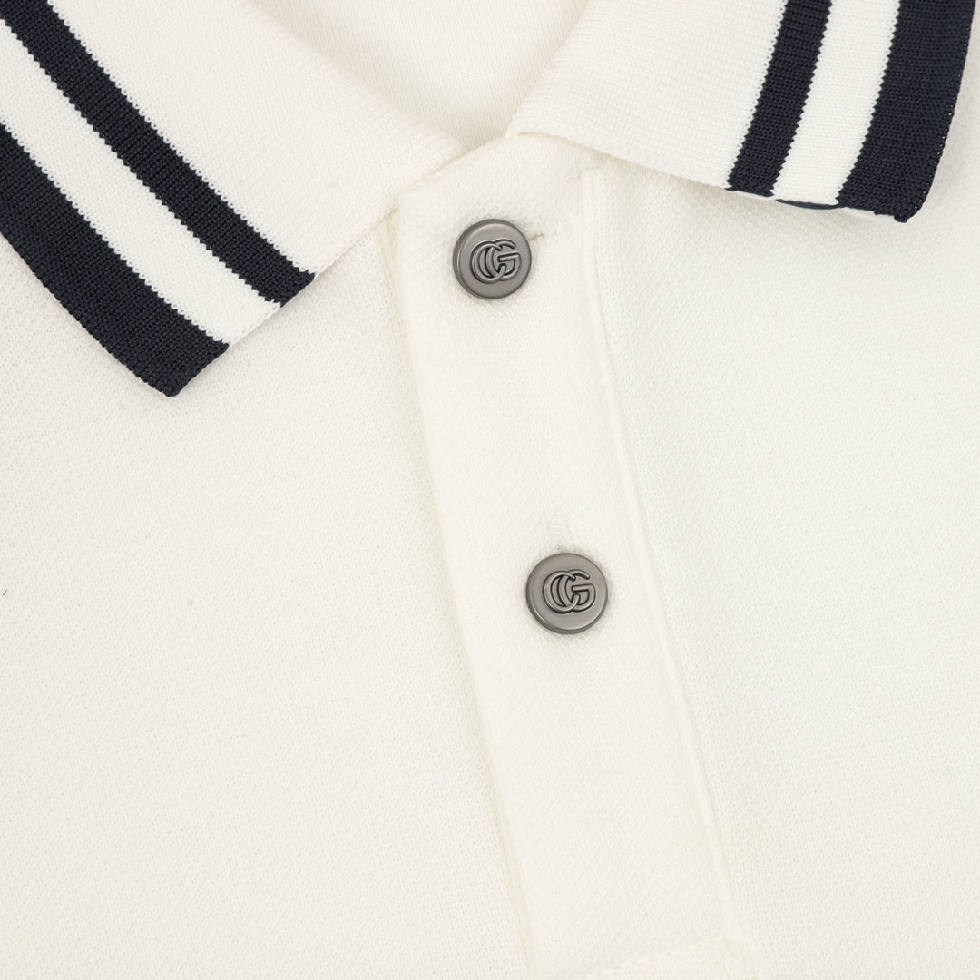 GG Embroidered Letter Collar Long-Sleeve Shirt