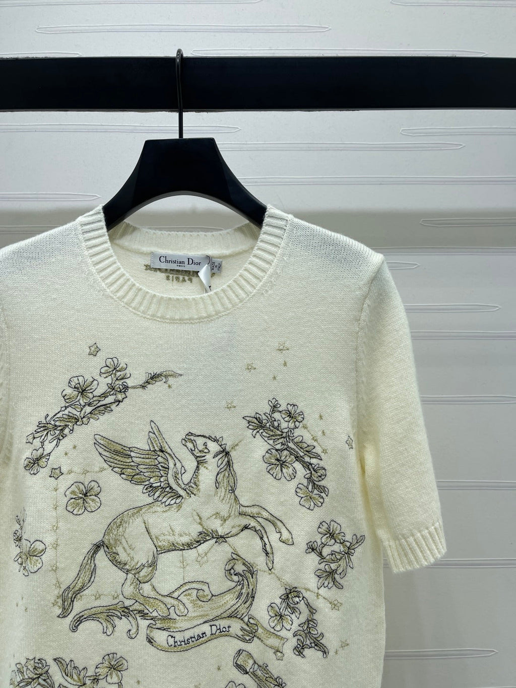 Pegasus Embroidered Knit Short-Sleeve T-Shirt