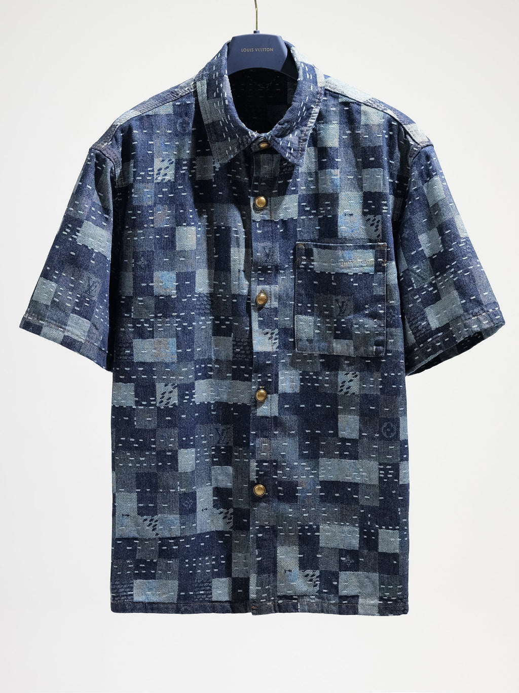 LV denim Short Sleeve Shirt