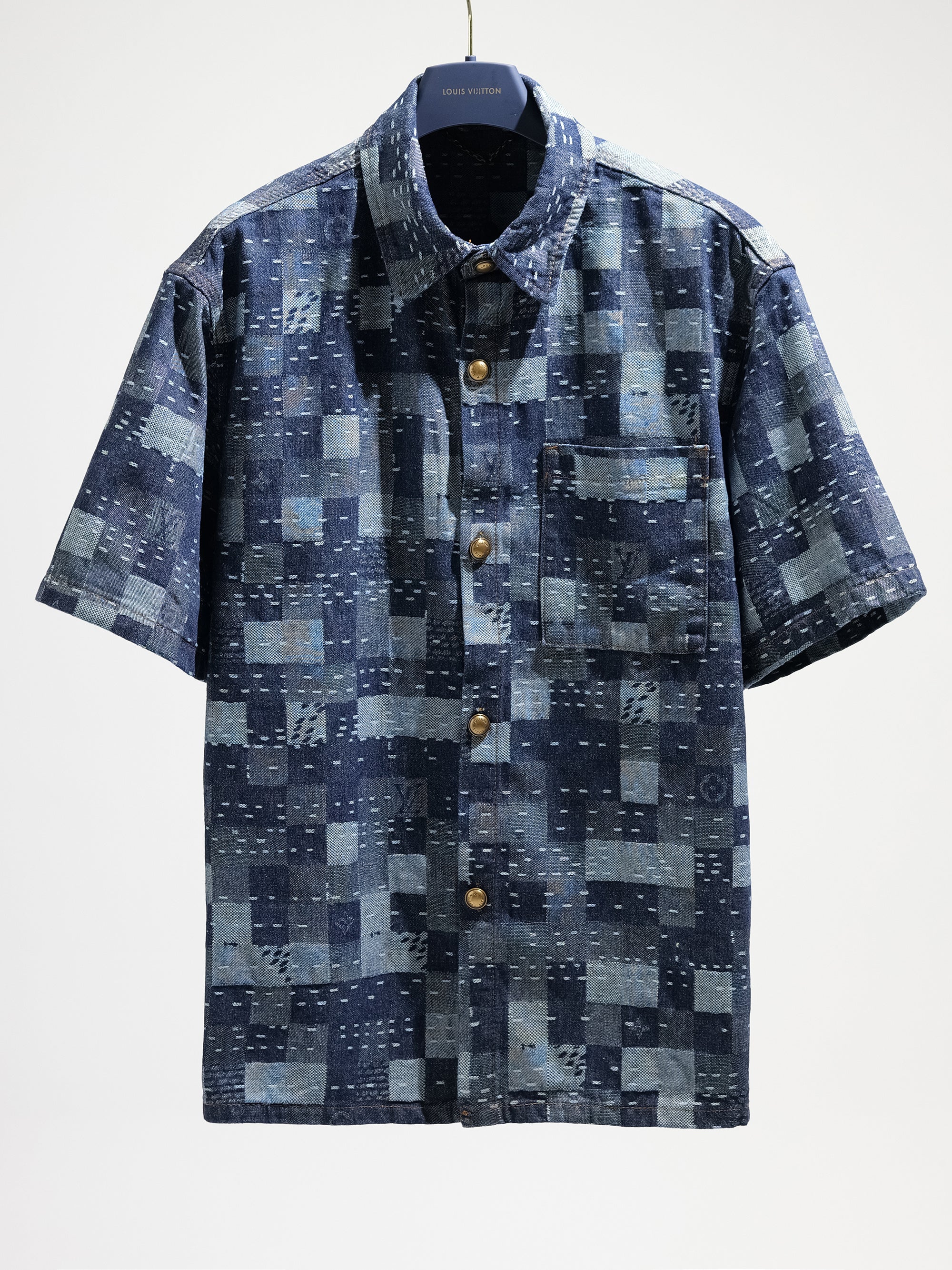 LV denim Short Sleeve Shirt