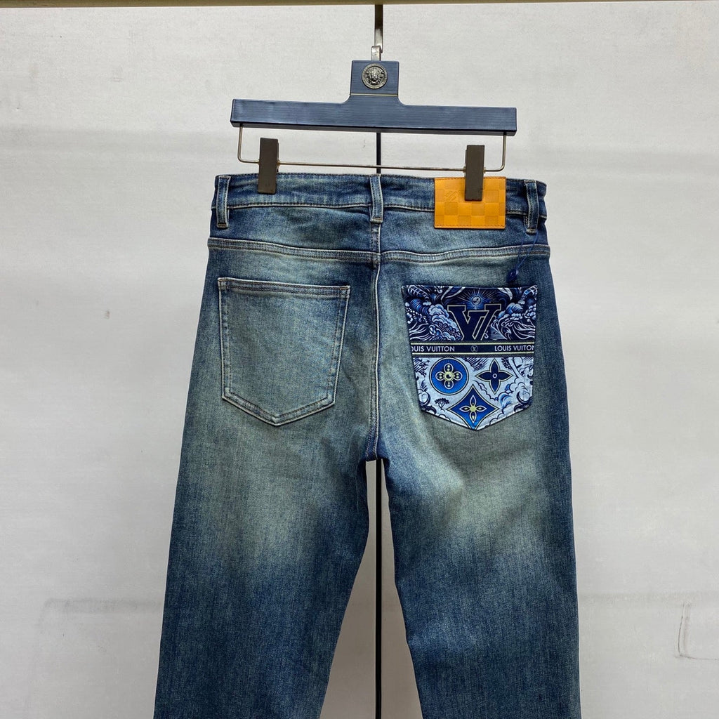 LV Slim Fit Straight-Leg Jeans
