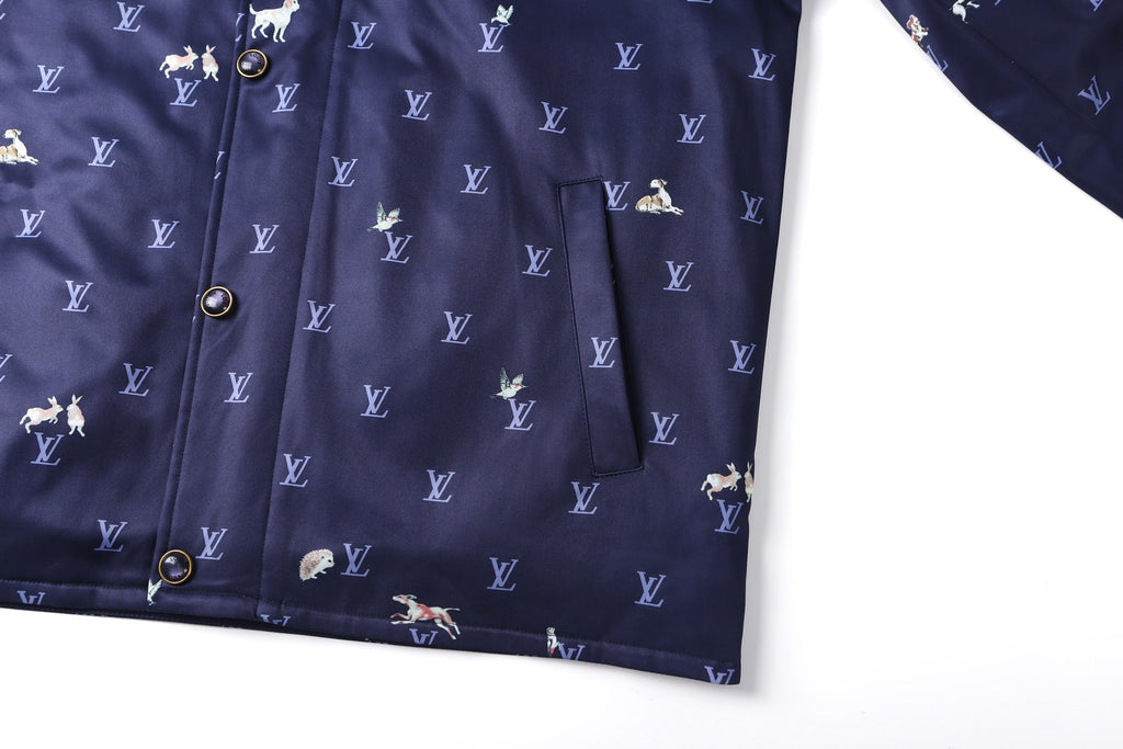 LV Corduroy Lapel Animal Print Jacket