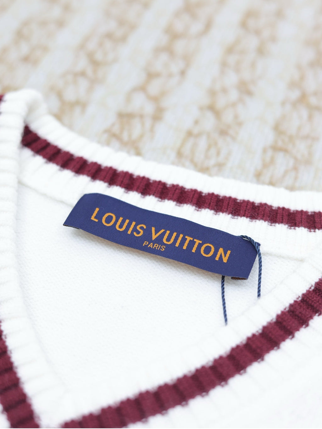 LV V Neck Embroidered Sleeveless Vest