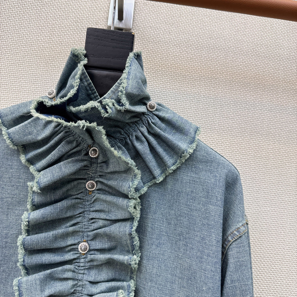 Dior Ruffled Court Denim Shirt
