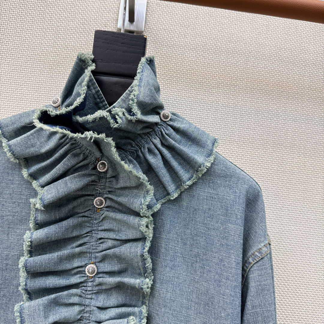 Dior Ruffled Court Denim Shirt