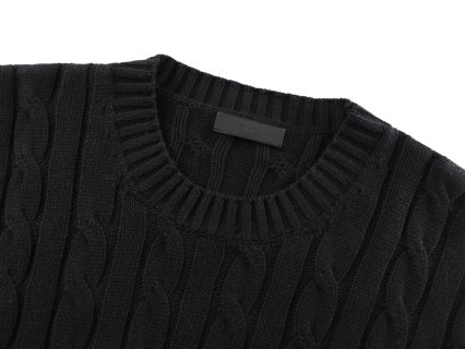 Prada Embroidered Cable Knit Sweater