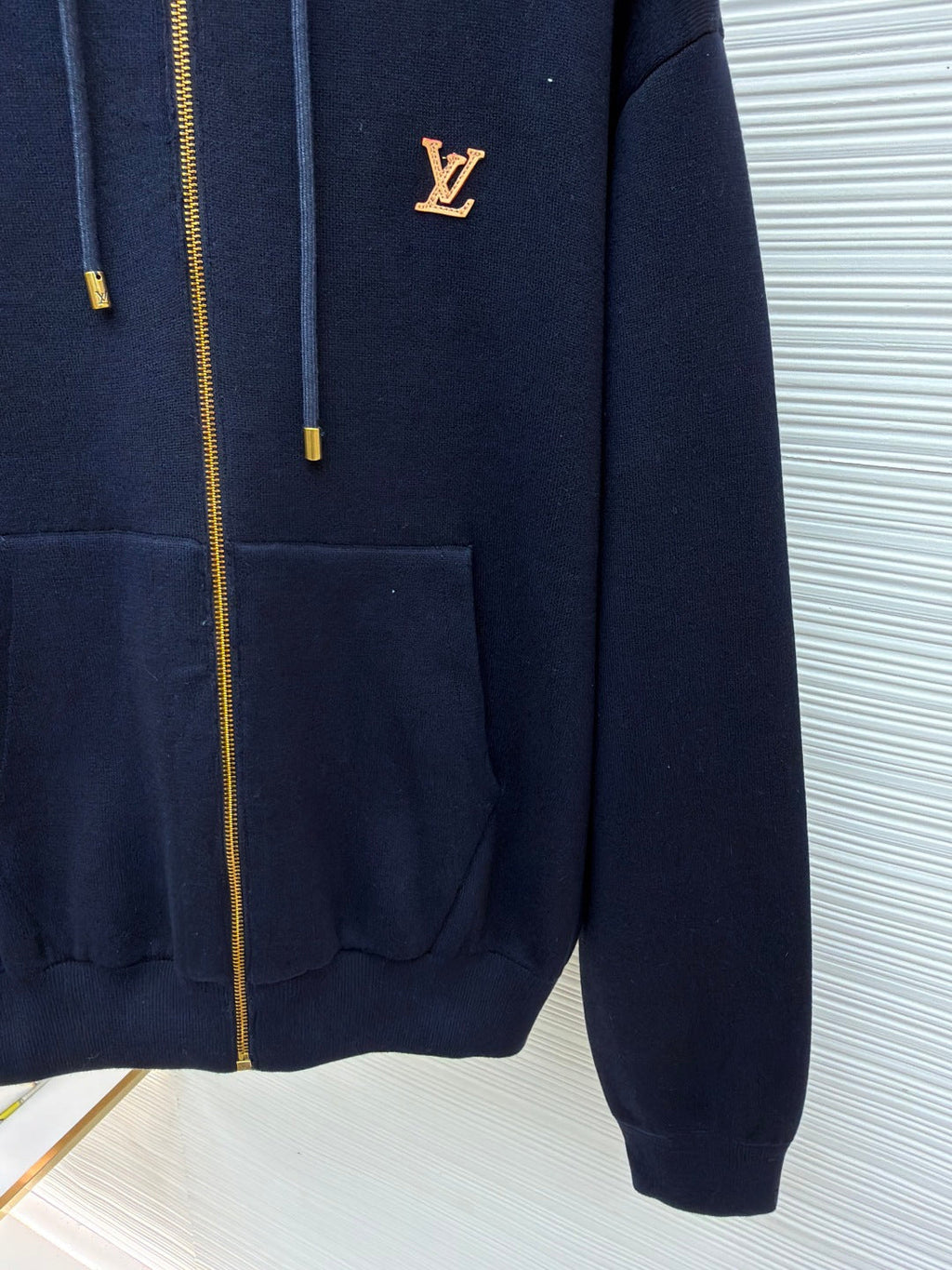 LV Monogram Leather Tag Zip up Hoodie