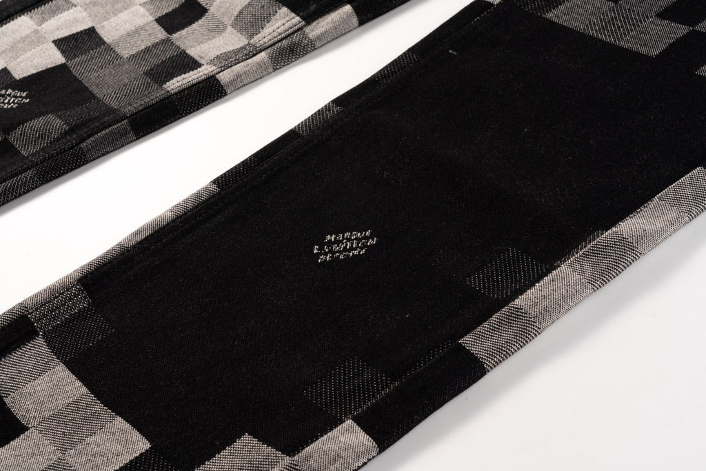 LV Pharrell Williams collaboration mosaic checkered Jeans