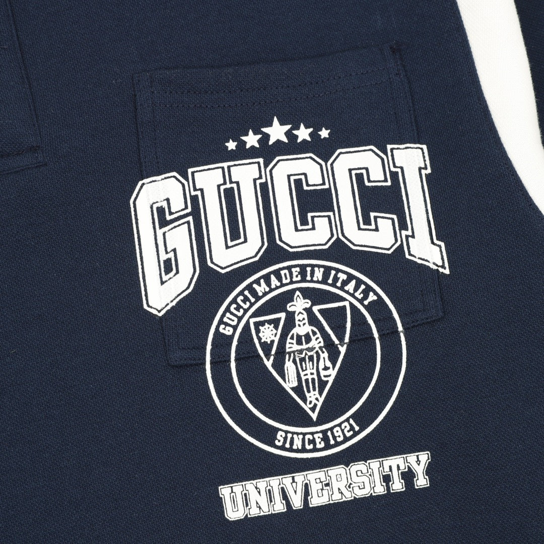 GG Embroidered Letter Collar Long-Sleeve Shirt
